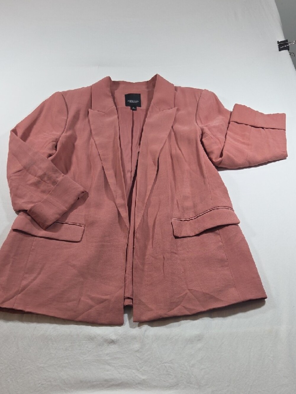 Simply Vera Vera Wang Peach Open-Front Blazer Jacket 3 Quarter Sleeve Office - Picture 16 of 16